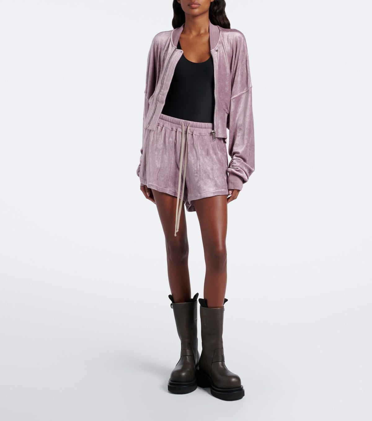 Rick Owens Flight velvet jersey bomber jacket