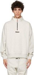 Essentials Grey & Black Mock Neck Half-Zip Sweatshirt