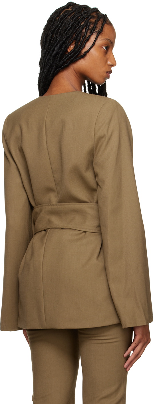 Elleme Khaki Collarless Blazer
