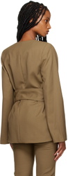 Elleme Khaki Collarless Blazer