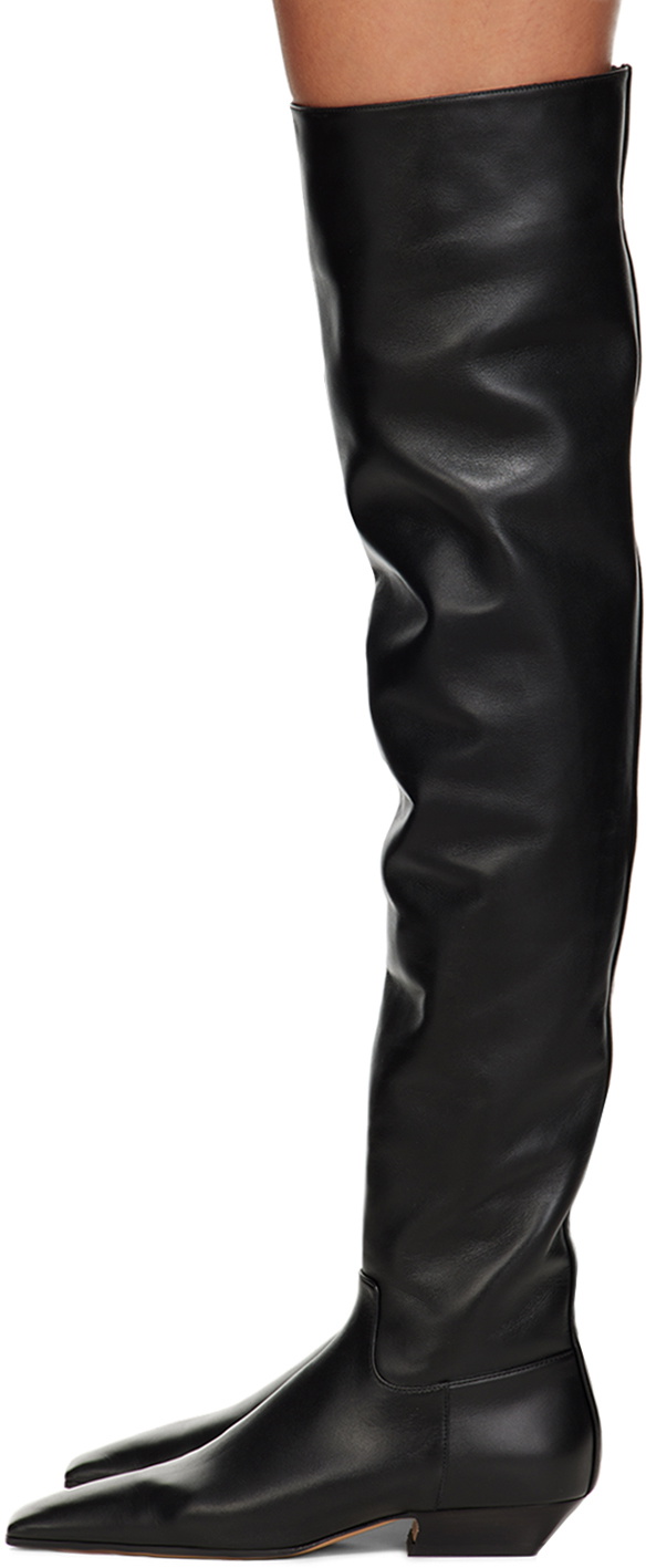 KHAITE Black 'The Marfa Over-The-Knee Flat' Boots