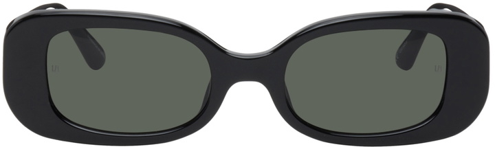 Photo: LINDA FARROW Black Rectangular Lola Sunglasses