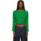 ISSEY MIYAKE Green Shifted Fuzzy Pleats Cardigan