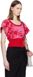 Dries Van Noten Red & Pink Floral T-shirt