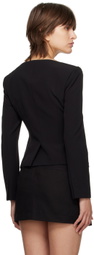 J KOO Black Square Neck Blazer