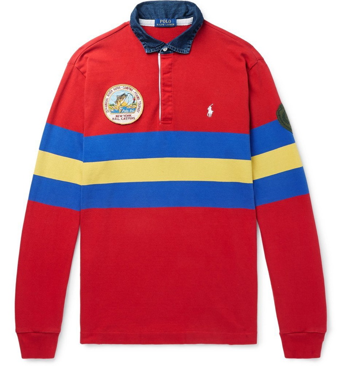 Photo: Polo Ralph Lauren - Logo-Embroidered Appliquéd Striped Jersey Polo Shirt - Men - Red