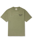 GALLERY DEPT. - Logo-Print Distressed Cotton-Jersey T-Shirt - Green