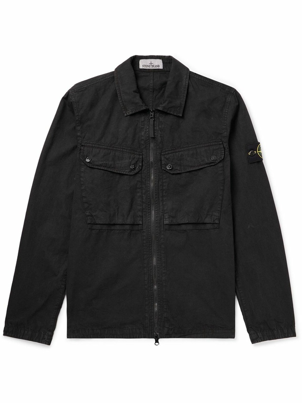 Photo: Stone Island - Logo-Appliquéd Cotton Overshirt - Black