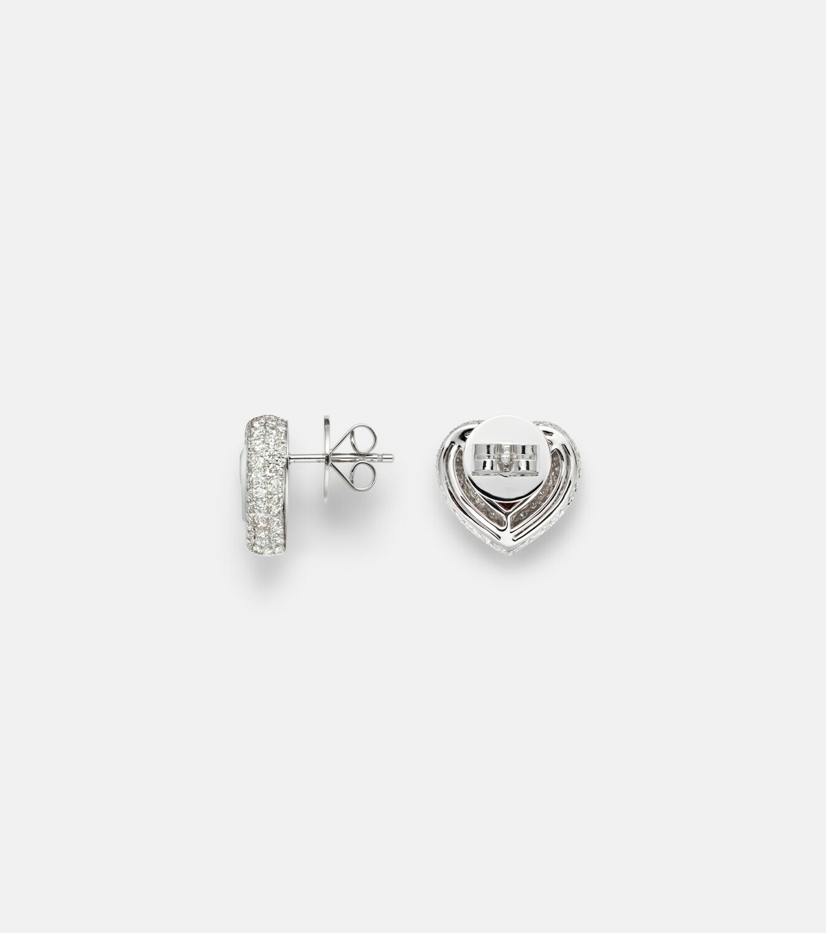 Kamyen Heart 18kt white gold earrings with diamonds and rubies