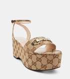 Gucci Horsebit GG canvas platform sandals