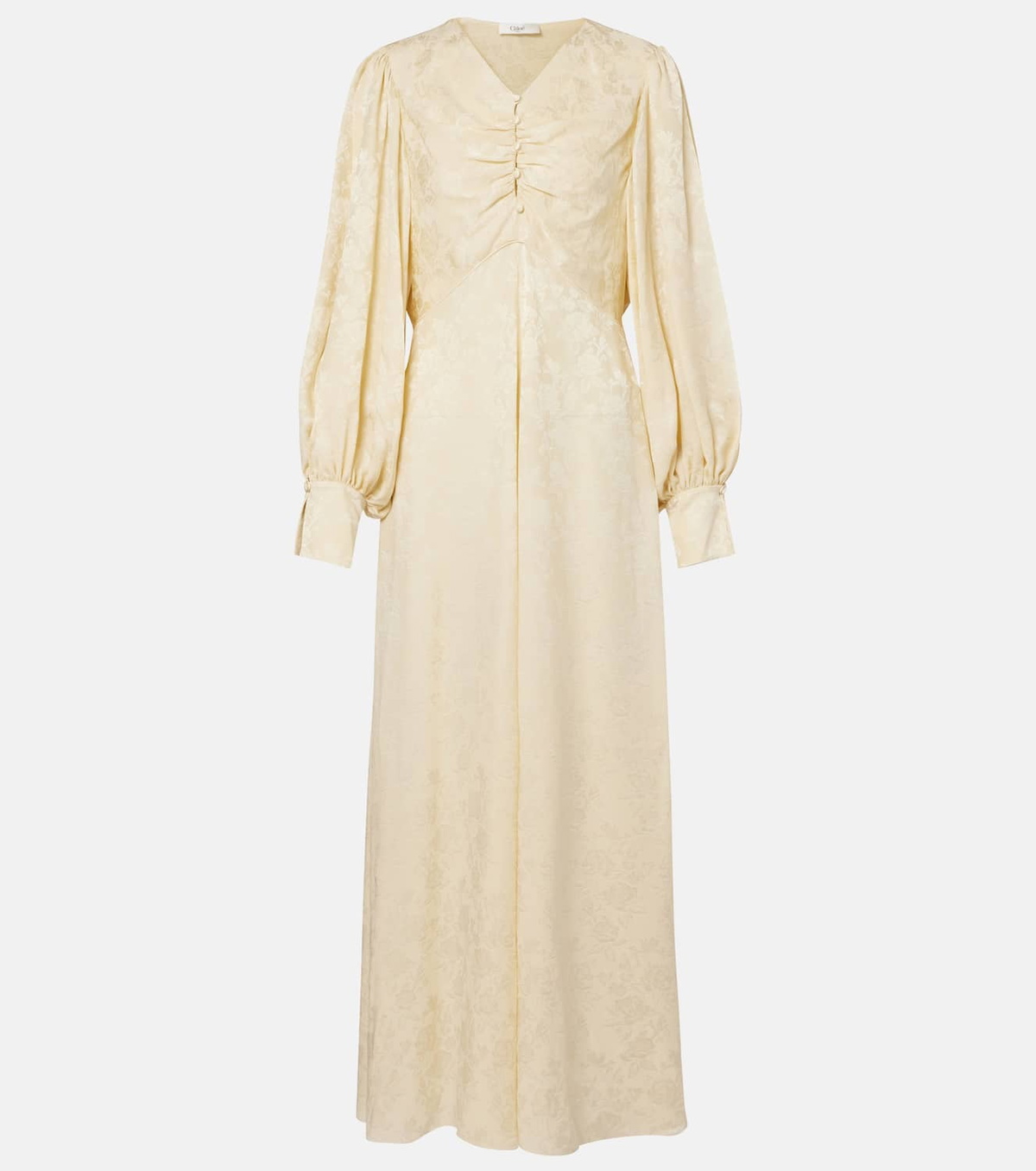 Chloé Gathered silk jacquard maxi dress