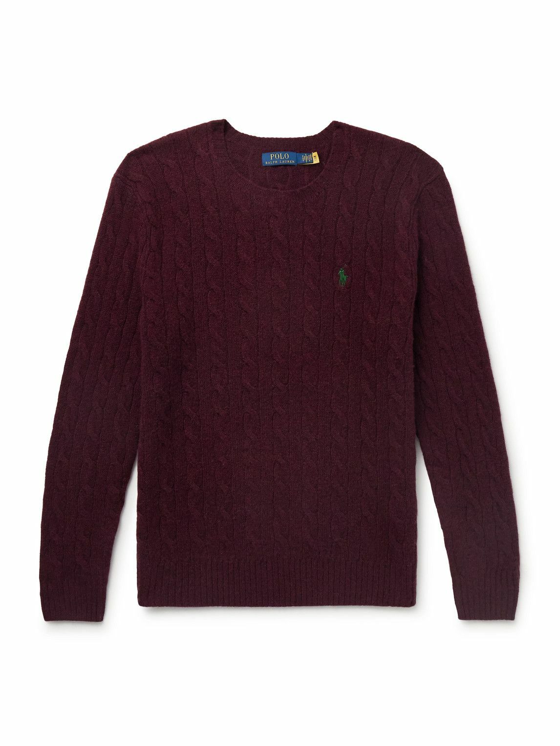 トップス 90s Ralph Lauren cashmere knit Burgundy Polo Ralph Lauren - Slim-Fit Cable-Knit Wool and Cashmere-Blend
