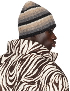 ERL Beige & Gray Wool Striped Beanie