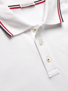 Moncler - Logo-Appliquéd Striped Cotton-Piqué Polo Shirt - White
