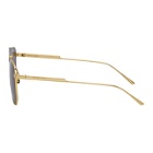 Bottega Veneta Gold and Grey Aviator Sunglasses