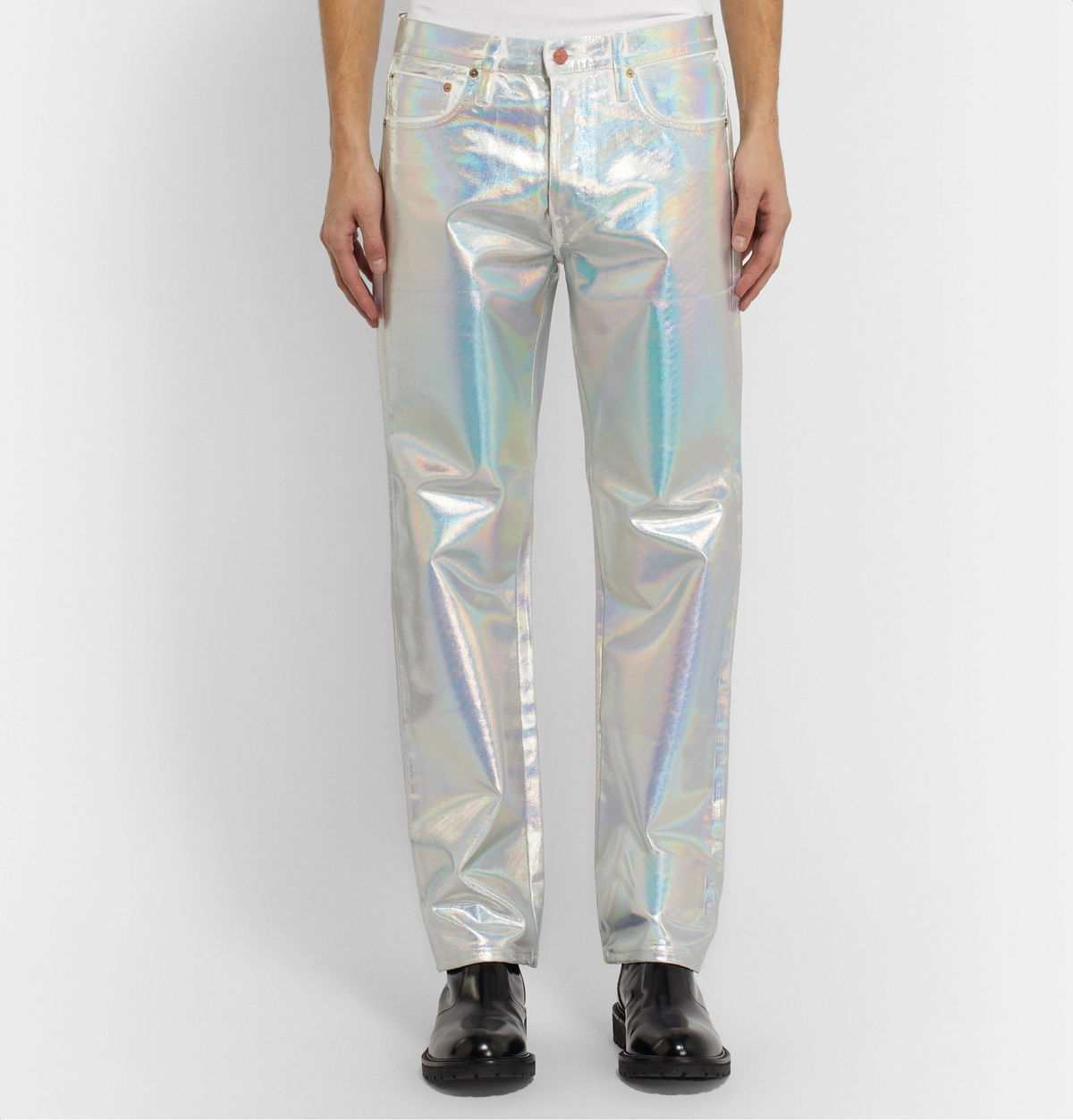 Acne Studios - Slim-Fit Holographic Coated-Denim Jeans - Silver Acne ...