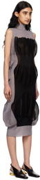 ISSEY MIYAKE Gray & Black Shaped Nude Midi Dress