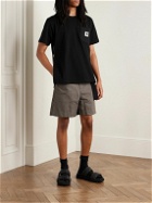 Sacai - Carhartt WIP Zip-Detailed Logo-Appliquéd Canvas-Trimmed Cotton-Jersey T-Shirt - Black