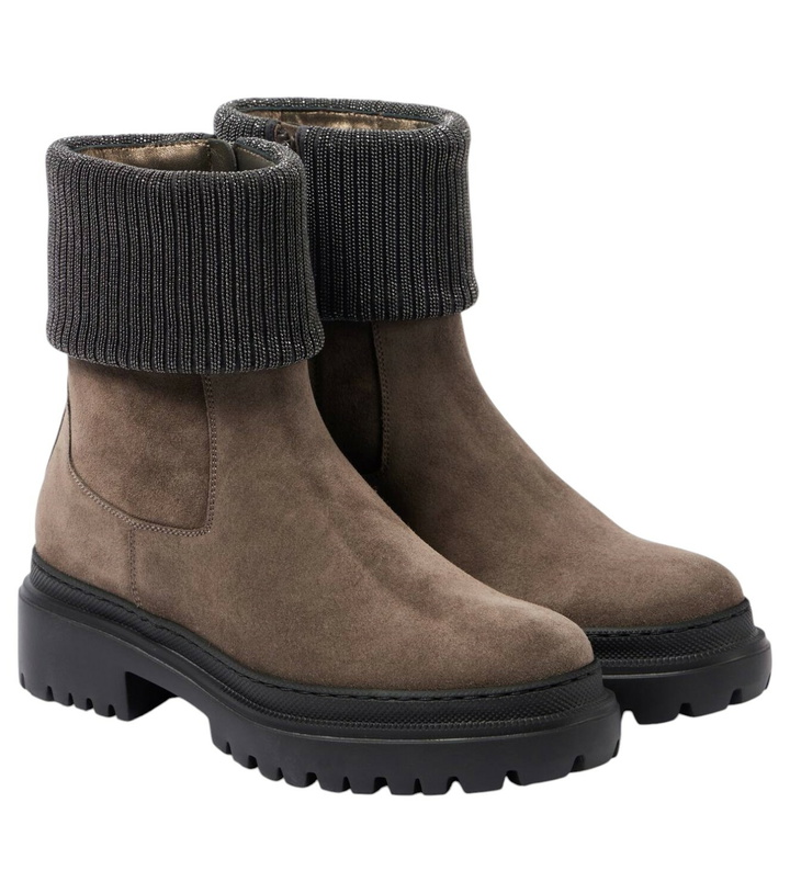 Photo: Brunello Cucinelli Embellished suede Chelsea boots