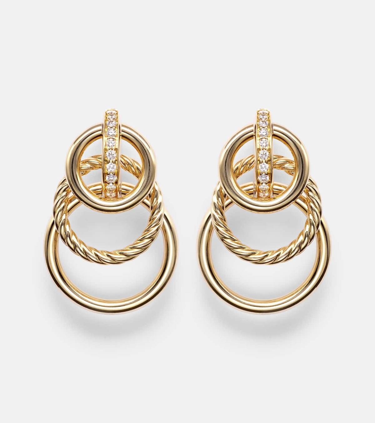 David Yurman DY Mercer® Triple 18kt gold earrings with diamonds