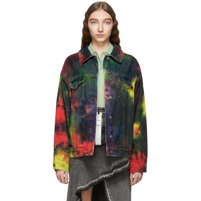 Men and Women's Tie Dye Denim Jacket Bright Colourful -  UK