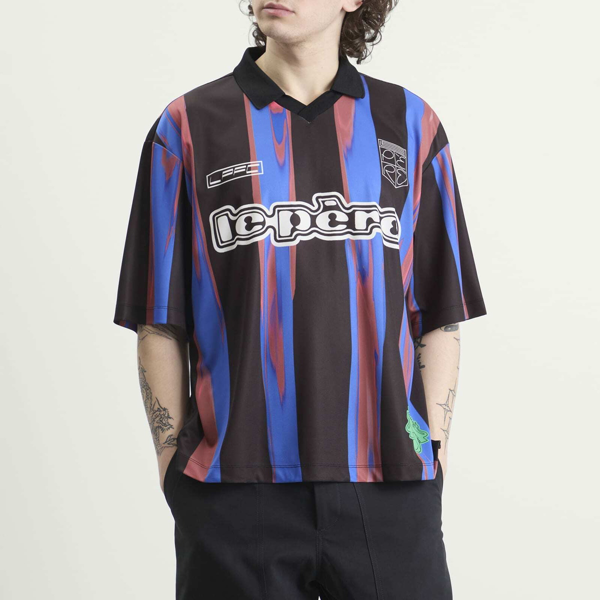 Le Père Men's Sports Jersey in Blue/Black Stripe