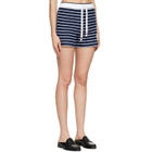 Thom Browne Navy Striped Honeycomb Shorts