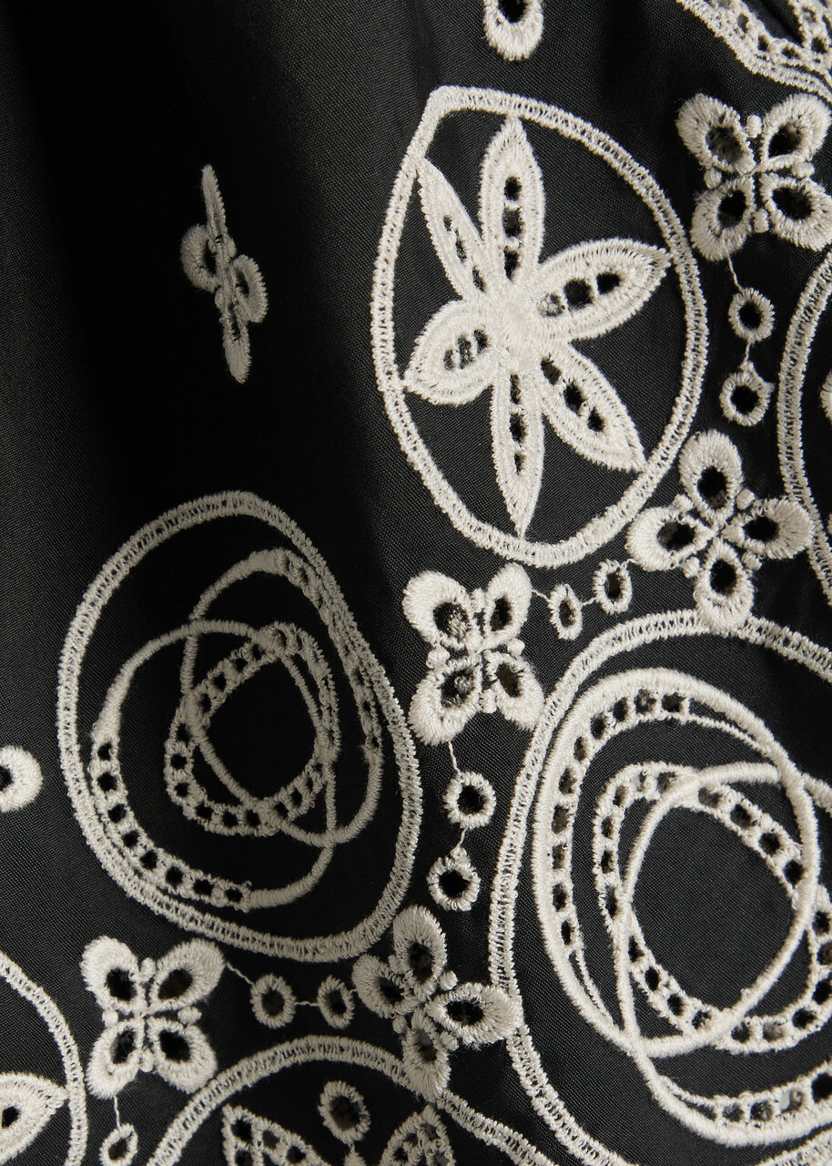 LA Double J Embroidered Cotton-poplin Shorts Black And White