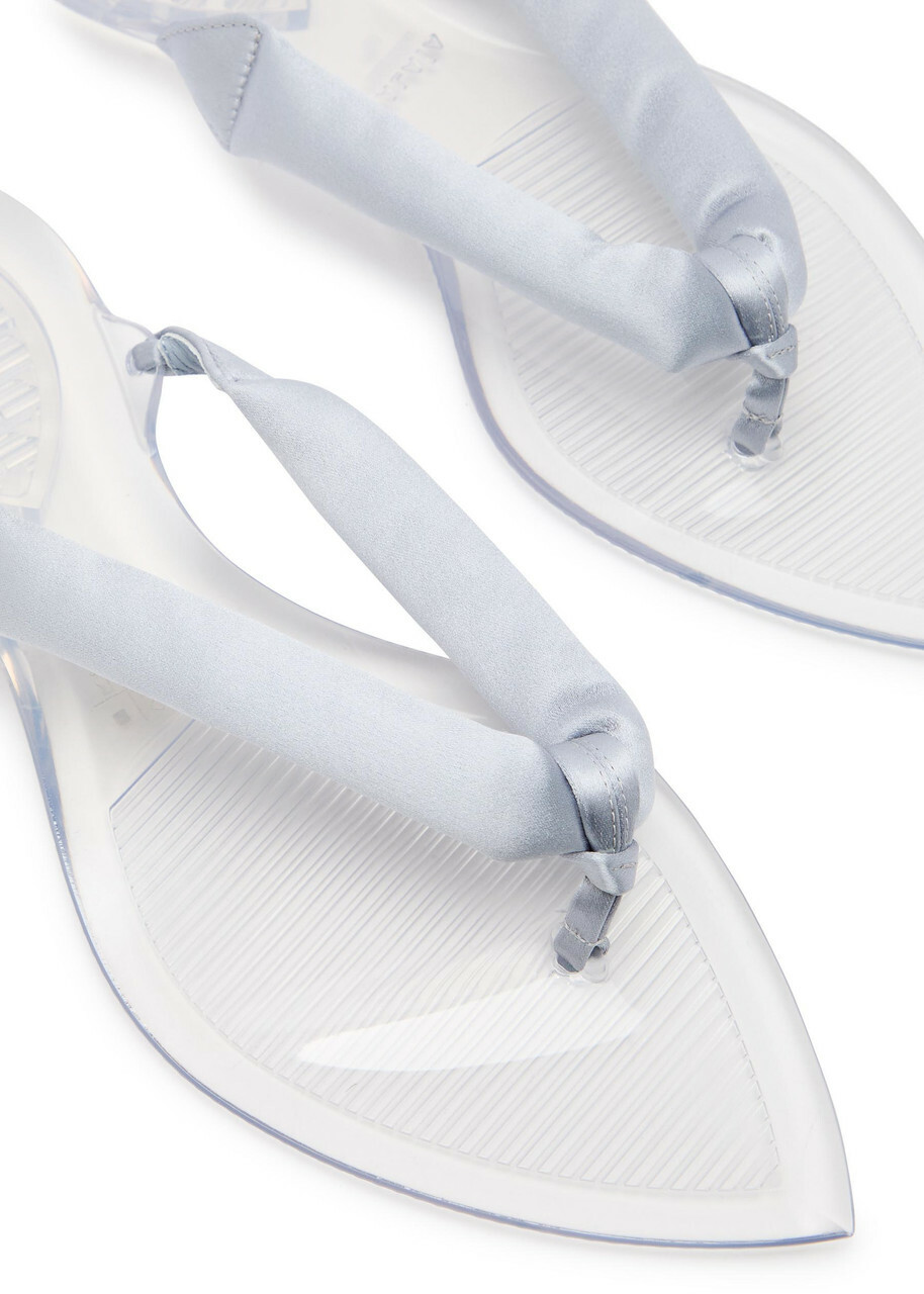 Alaïa Satin and Tpu Flip Flops Silver