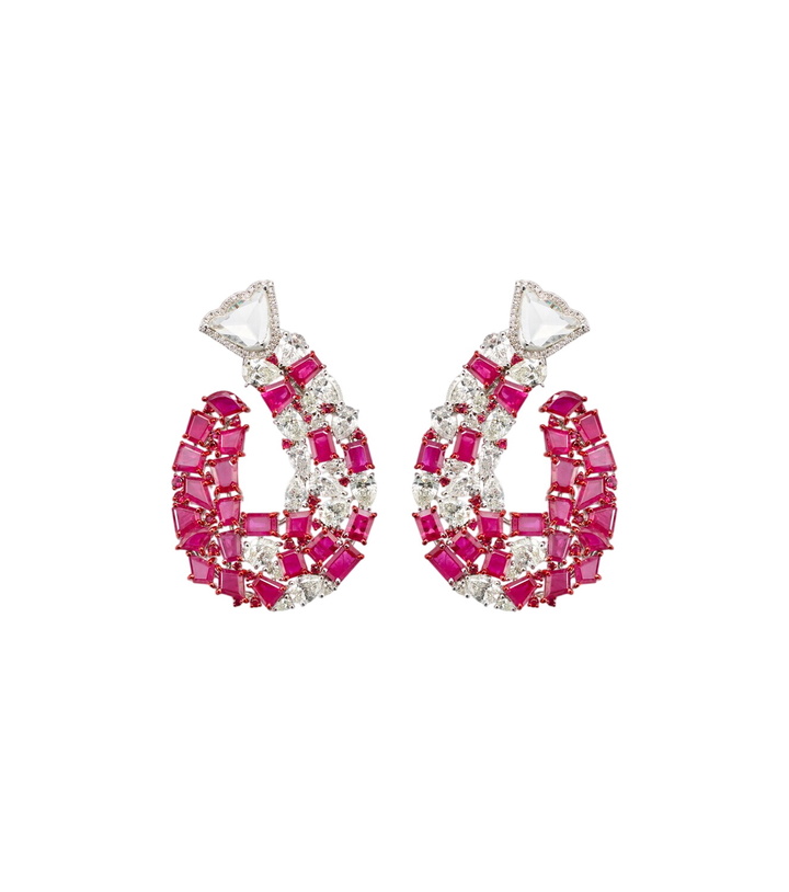 Photo: Kamyen 18kt white gold earrings with rubies and diamonds