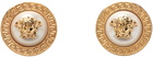 Versace Gold & White Medusa Greca Pearl Earrings