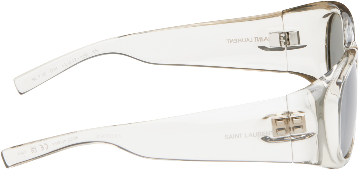 Saint Laurent SL736 004 Clear Silver Sunglasses Yves Saint Laurent - SL 736 - Transparent Cream and Mirror  main image 4