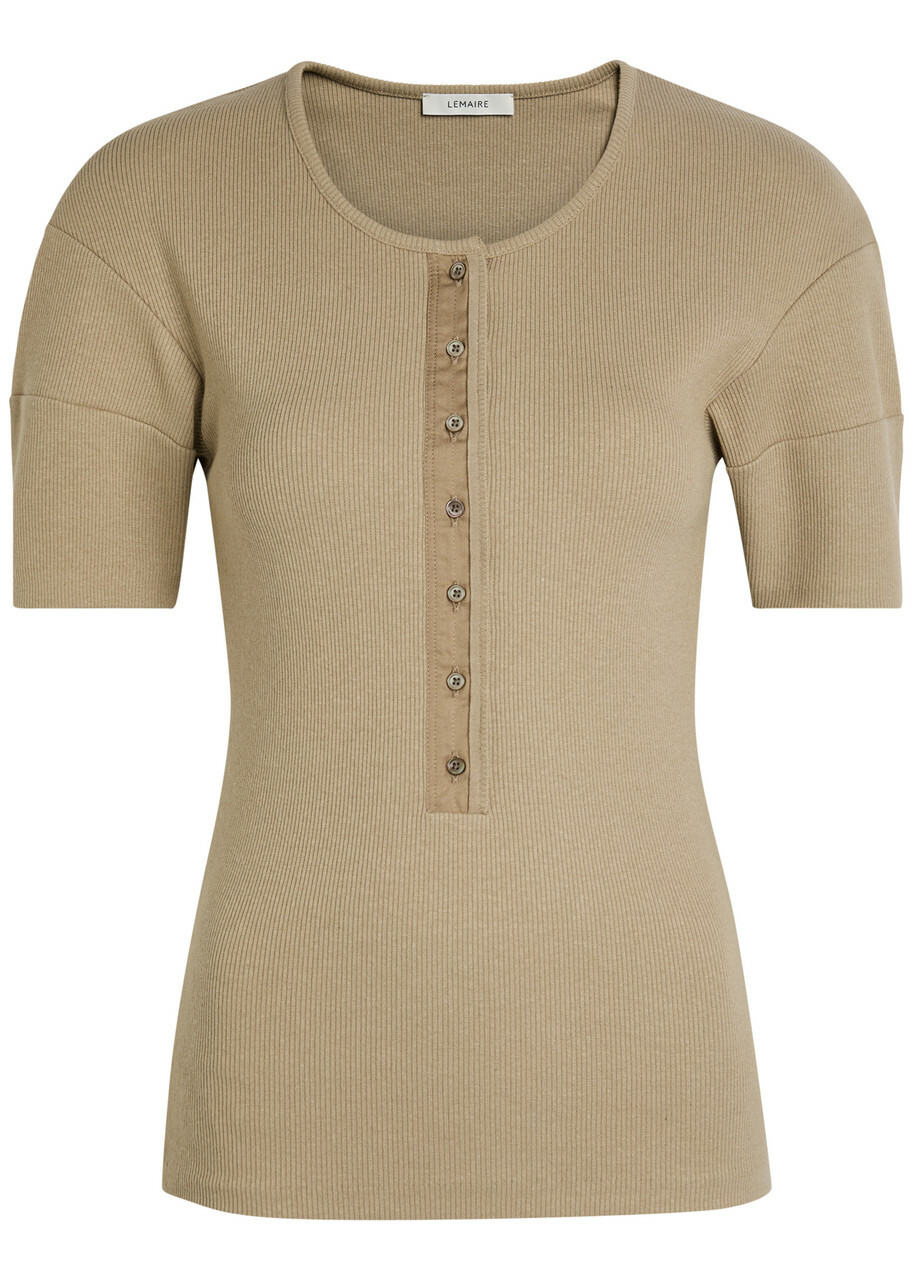 Lemaire Ribbed Cotton-blend top Sage