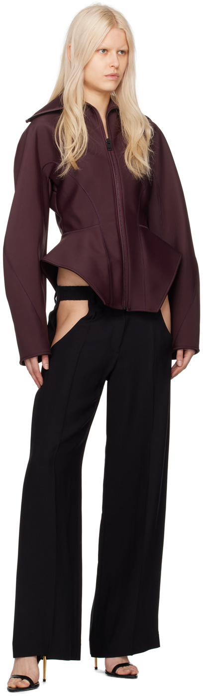 Mugler Burgundy Corseted Scuba Jacket