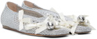 Simone Rocha Silver Bell Charm Crochet Ballerina Flats