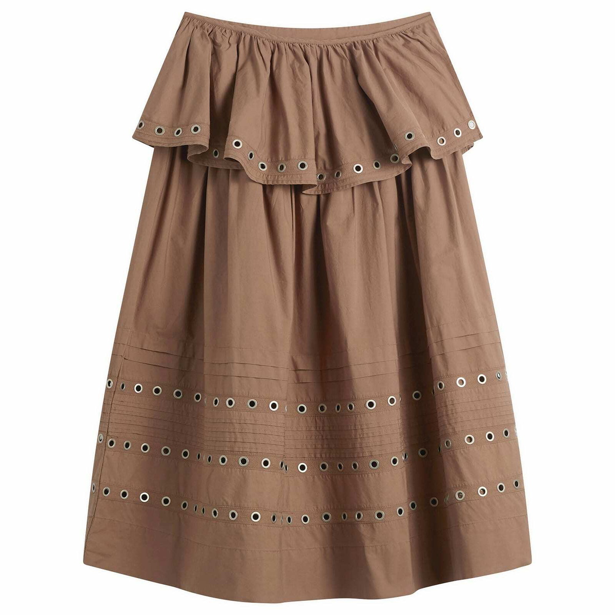 Damson Madder Women's Anika Eyelet Skirt in Tan