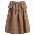 Damson Madder Women's Anika Eyelet Skirt in Tan