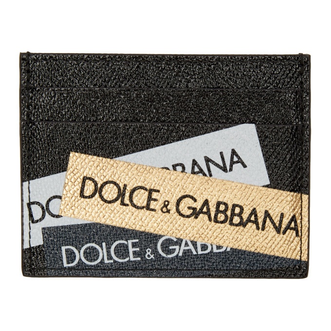 Photo: Dolce and Gabbana Black and Gold Tape Logo Card Holder