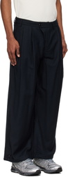 Maharishi Black 6058 Asymmetrical Wool Pleated Trousers