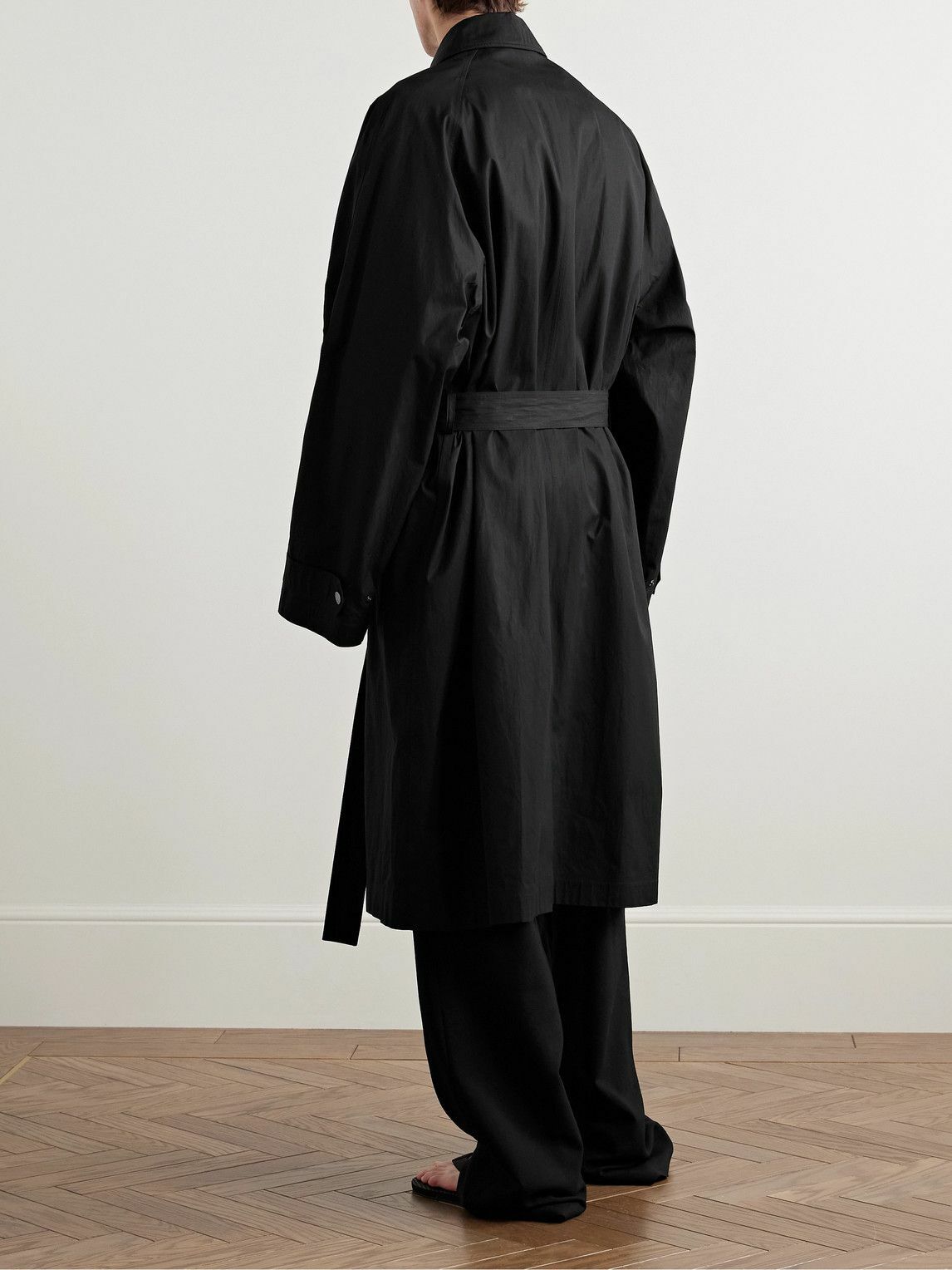 The Row - Eugene Belted Cotton-Poplin Coat - Black