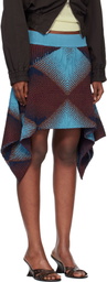 Kiko Kostadinov Brown & Blue Ikat Argyle Jacquard Miniskirt