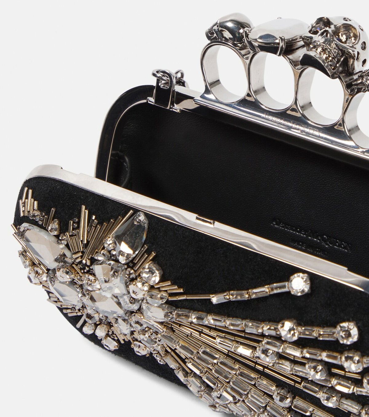 Alexander McQueen - Four Ring embellished leather clutch