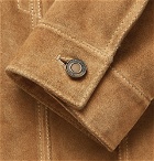 Saint Laurent - Leather-Trimmed Suede Trucker Jacket - Camel