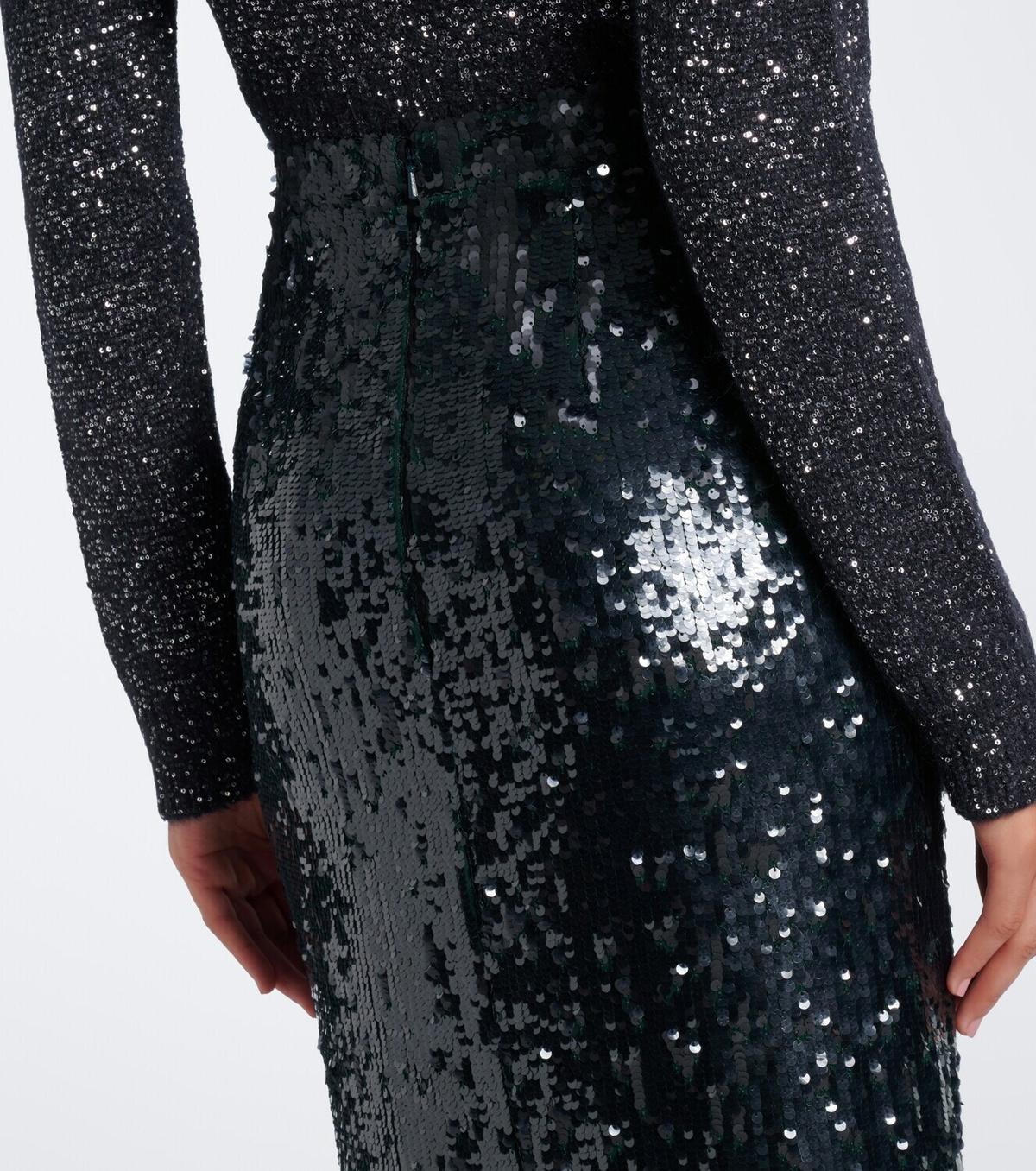 Erdem Floral-appliqué sequined midi skirt