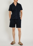 Raith Fausto Flocked-pattern Terry Shorts Navy