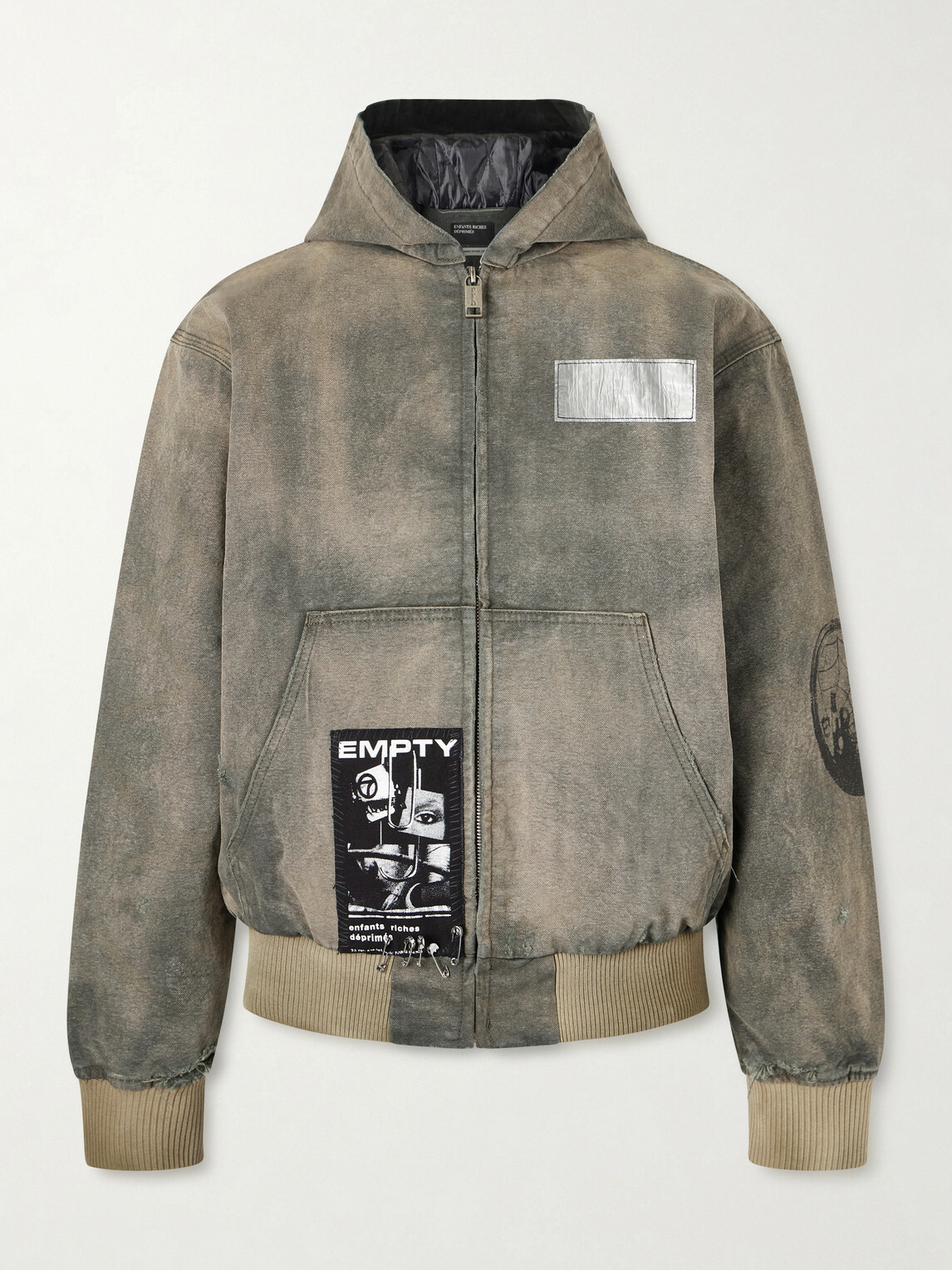 Enfants Riches Déprimés - War Started Appliquéd Cotton-Canvas Hooded Jacket - Green