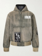 Enfants Riches Déprimés - War Started Appliquéd Cotton-Canvas Hooded Jacket - Green