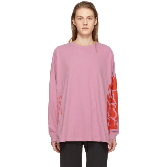 Some Ware SSENSE Exclusive Pink Long Sleeve Side Logo T-Shirt