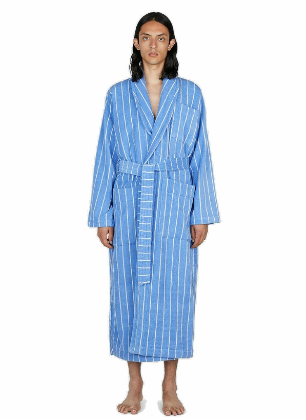 Photo: Tekla - Striped Hooded Bath Robe in Blue