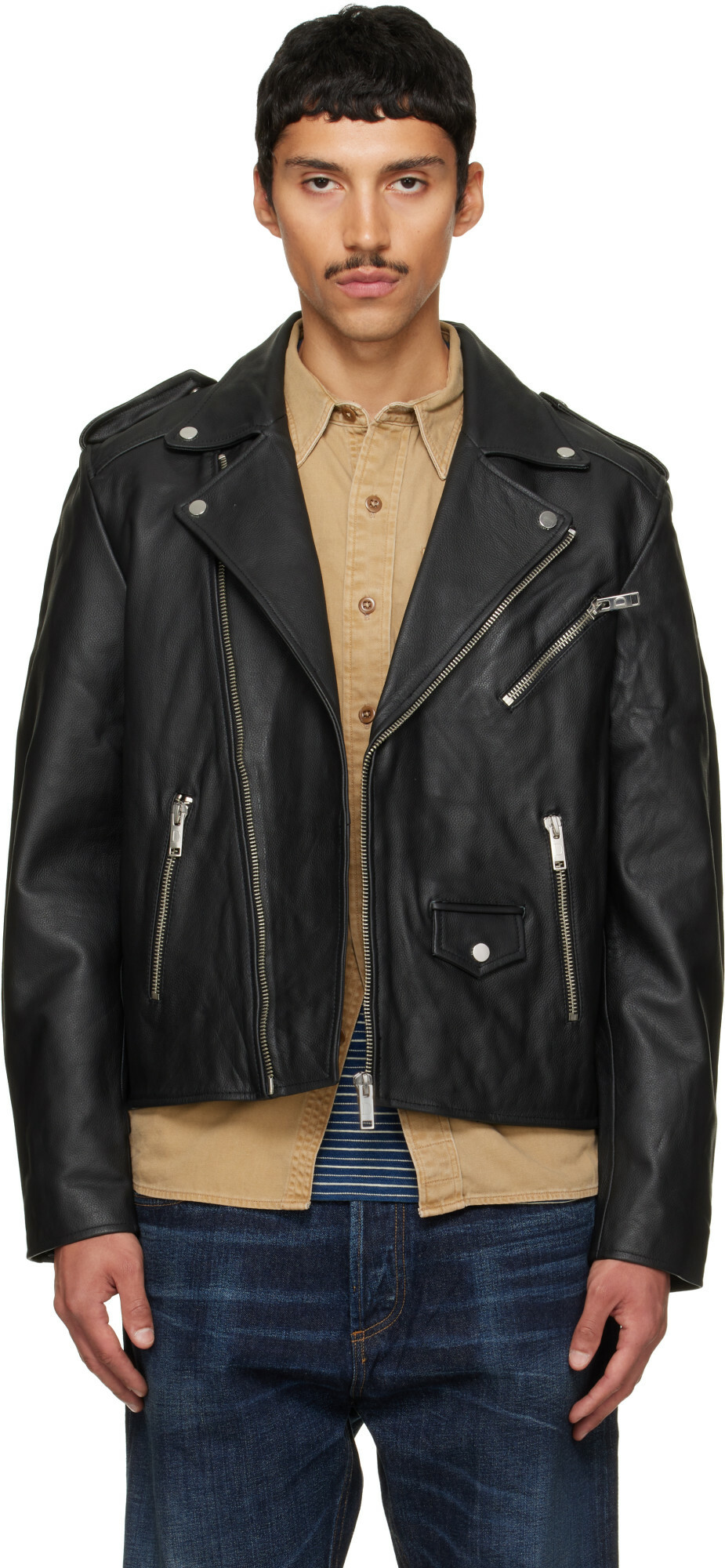 Deadwood Black Velar Spike Leather Jacket Deadwood